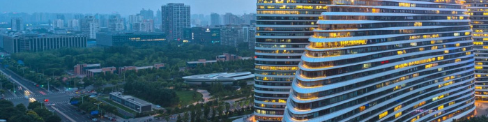 Deutsche Unternehmen in China große Bürogebäude in der Stadt