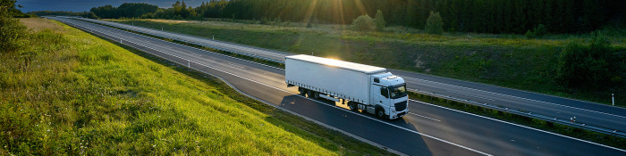 ESG: Ein Lastwagen fährt auf einer Autobahn.