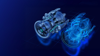 Man sieht eine Industrieschaube einmal in echt und daneben ein digitales Abbild von ihr.