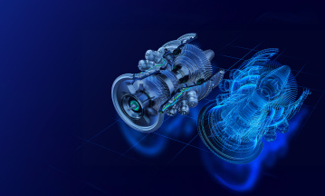 Man sieht eine Industrieschaube einmal in echt und daneben ein digitales Abbild von ihr.